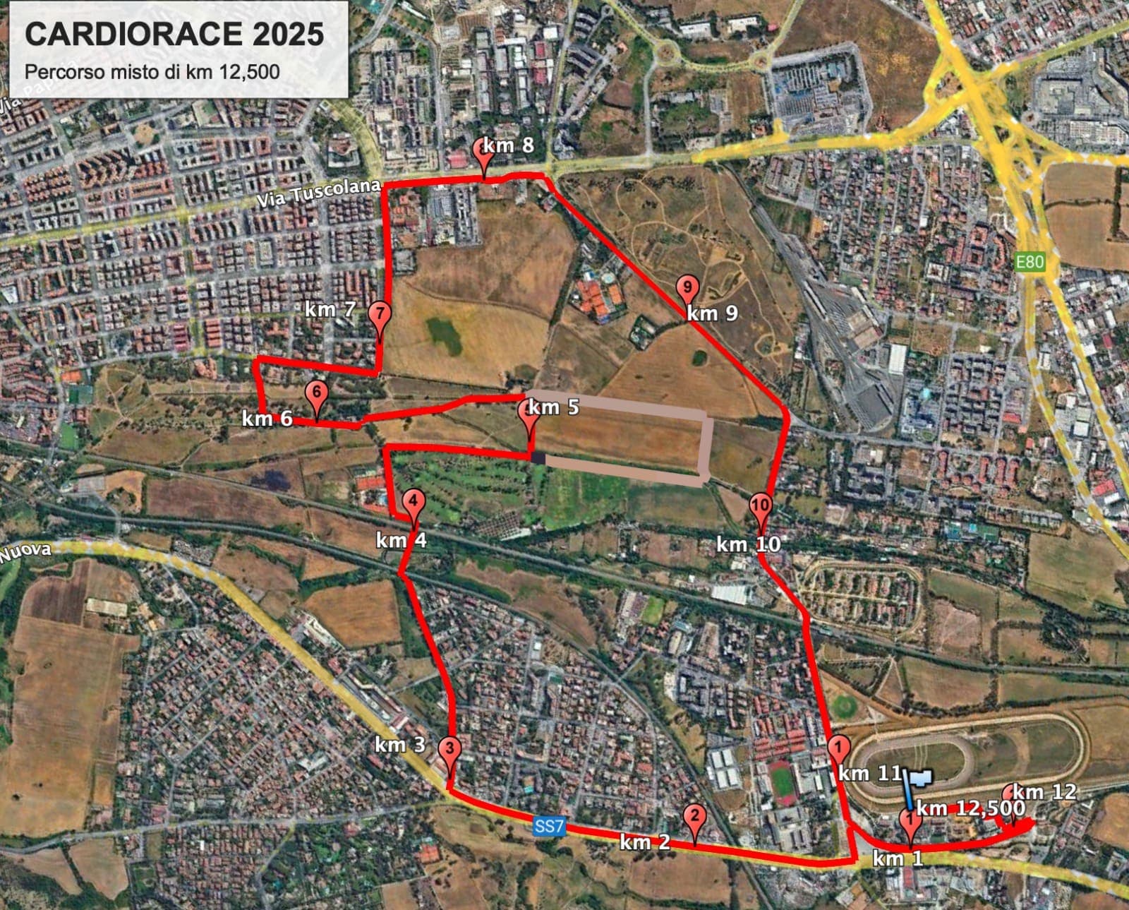 Mappa del percorso competitivo Cardio Race 12,4 km